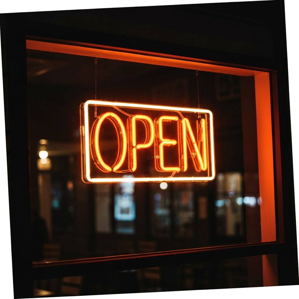 Open sign for restaurant